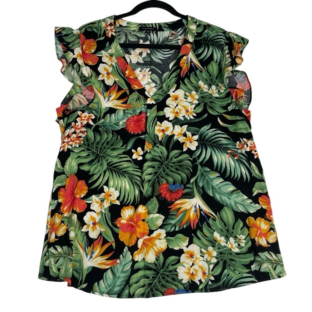 Anne Carson Tropical Floral Blouse XL *D0097